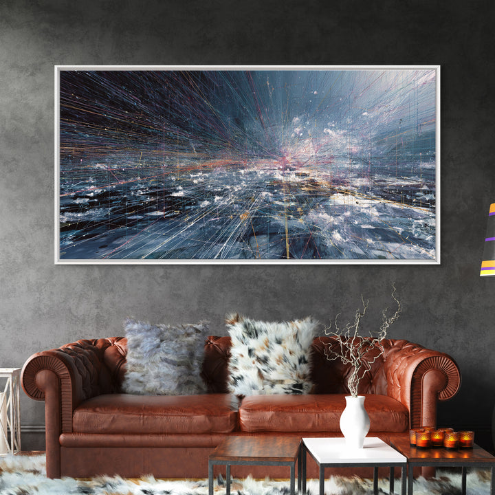 Blue Storm Abstract Ocean Horizon Canvas Print, Contemporary Wall Art, Modern Canvas Art, Bedroom Wall Decor, Ready To Hang Art
