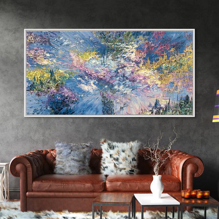 Dreamy Blue Pink Abstract Landscape Wall Art, Modern Canvas Print, Textured Art Print, Soft Nature Home Decor Gift For Her