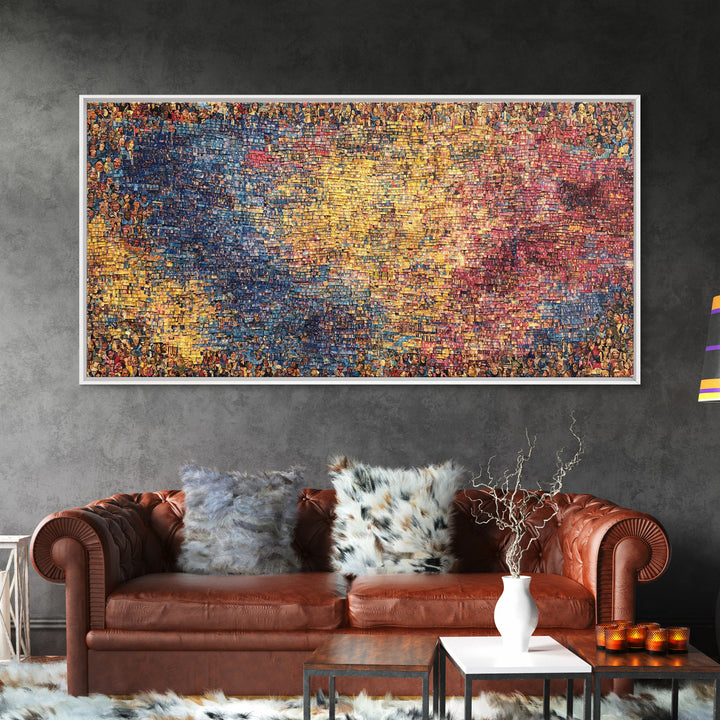 Abstract Crowd Mosaic Wall Art, Colorful African Art Abstract Canvas Print, Modern Textured Art, Statement Home Decor, Gift