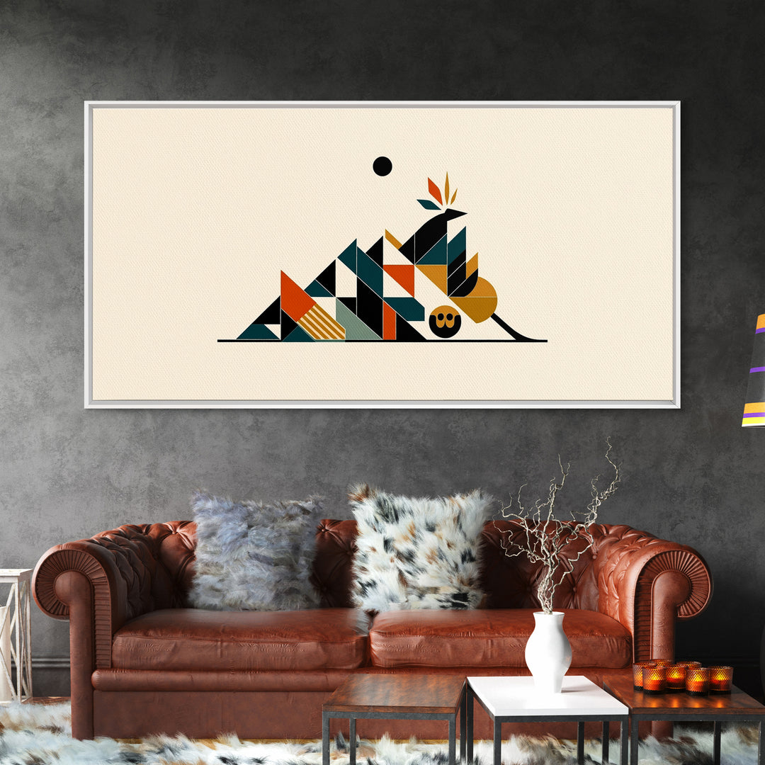 Minimalist Geometric Desert Symbols Wall Art, African Inspired Abstract Shapes, Terracotta Teal Decor, Modern Canvas Print
