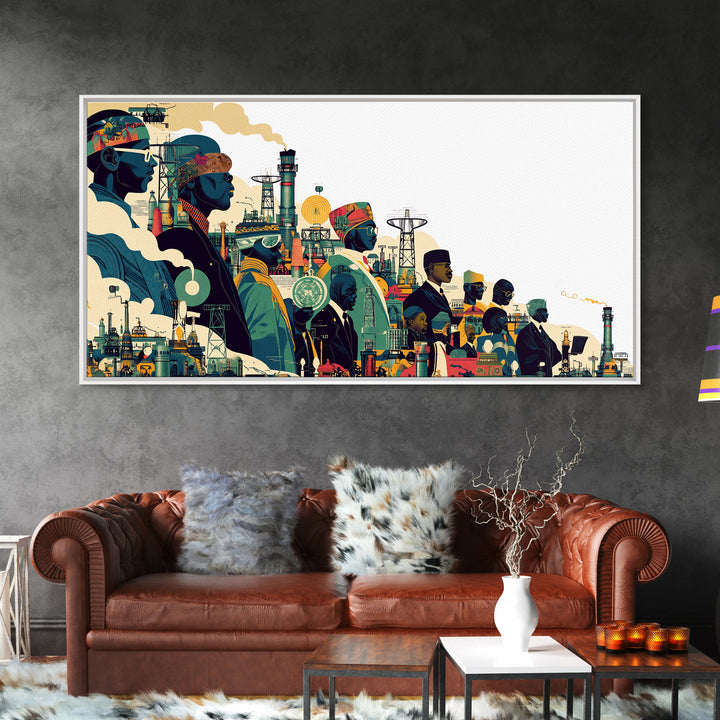 Afrofuturist African City Procession Wall Art, Black Culture Art, Modern African Art, Afrocentric Decor, Statement Canvas