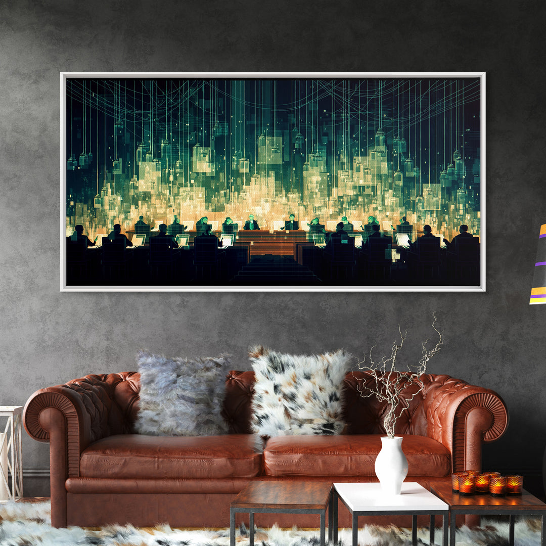 Futuristic Digital City Control Room Wall Art, Modern Canvas Art, Afrofuturism Decor, Tech Office Art, Statement Decor