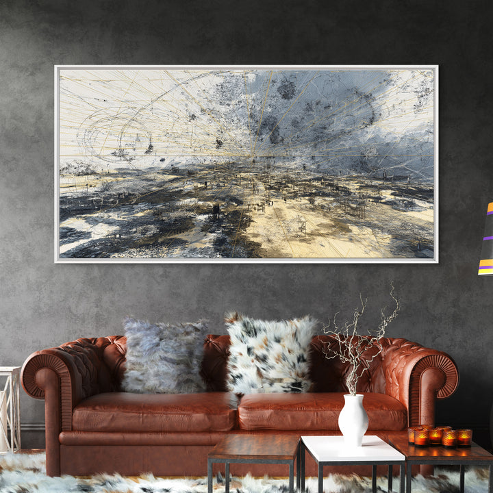 Storm Over African Landscape Wall Art, Abstract Canvas Print, Earth Tone Modern Art, Large Statement Living Room Office Decor
