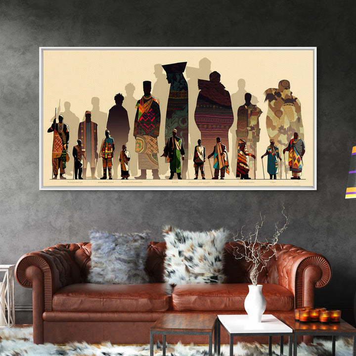 Tall African Fashion Silhouettes Wall Art, Ankara Textile Patterns, Cultural Portrait Canvas Decor, Afrocentric Home Decor