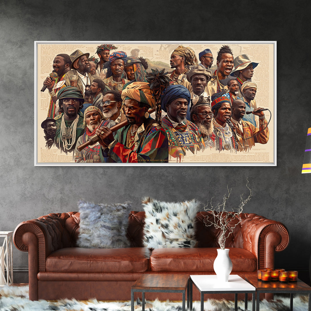 Vibrant African Elders And Musicians Canvas Print, Afrocentric Portrait Wall Decor, African Culture Art, Black Art Gift For Her