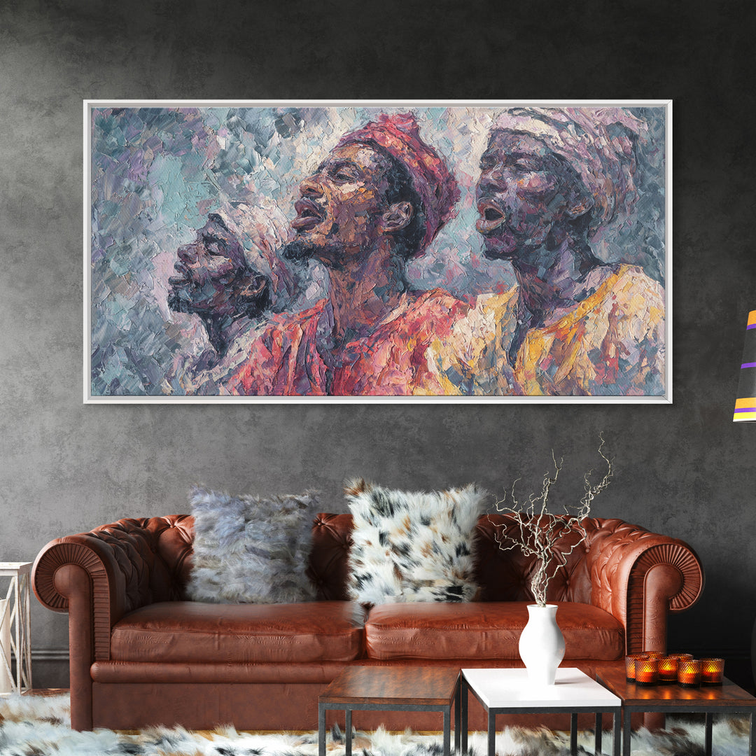 Three African Elders Portrait Wall Art, Impressionist African Painting, Black Culture Art, Afrocentric Home Decor Gift Print