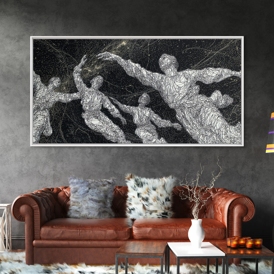 Black And White Dancing Figures Wall Art, African Contemporary Art Print, Expressive Movement Decor For Modern Studio Room
