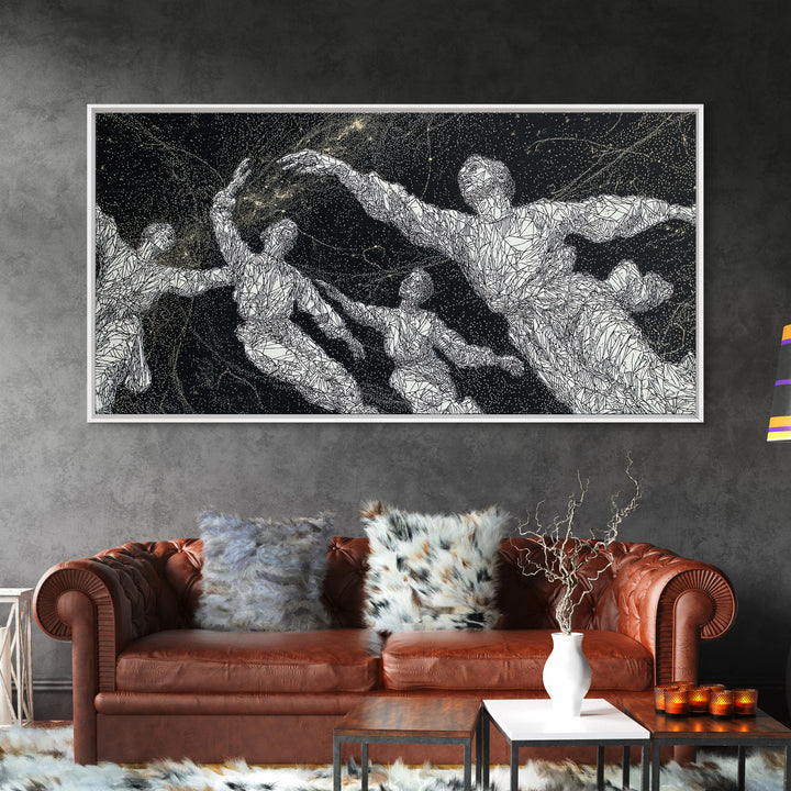 Black And White Dancing Figures Wall Art, African Contemporary Art Print, Expressive Movement Decor For Modern Studio Room