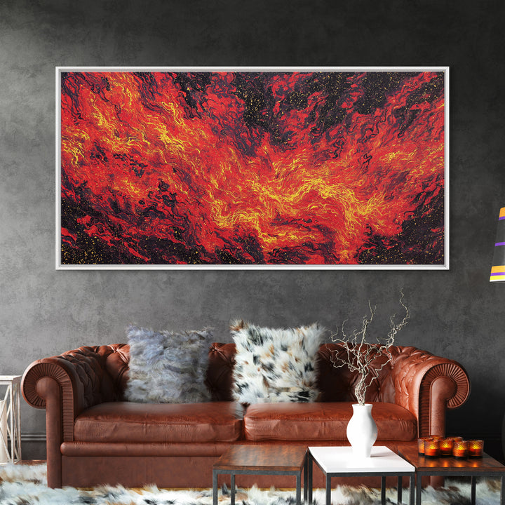 Fiery Red Lava Flow Canvas Print, Abstract Wall Art, Burnt Orange Art, Modern Home Decor, Bold Living Room Painting, Statement Piece