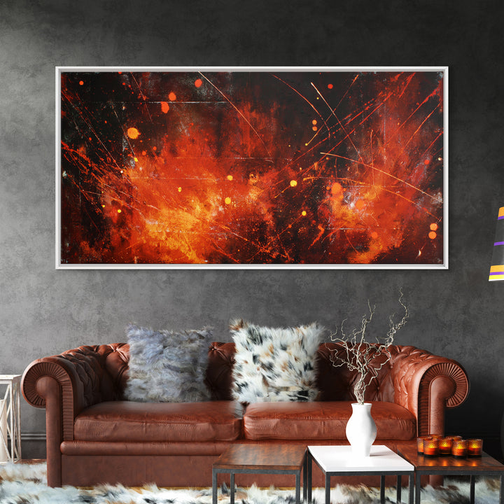 Red Orange Abstract Fire Canvas Print, Modern African Inspired Wall Decor, Bold Contemporary Art, Burnt Orange Living Room Decor