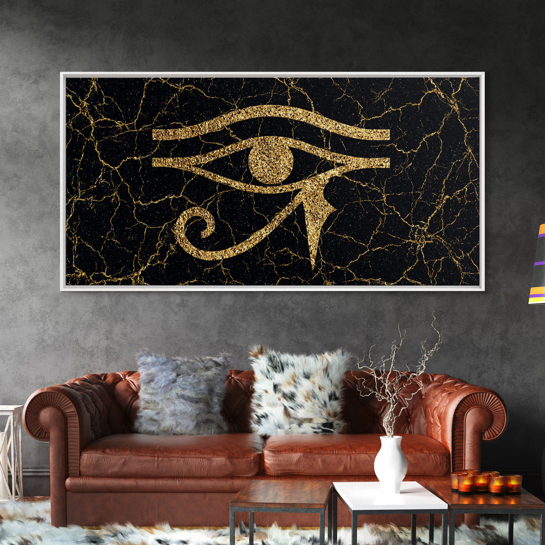 Gold Eye Of Horus Wall Art, African Egyptian Art, Ancient African Art, Black And Gold Design, Mystical Spiritual Decor Gift