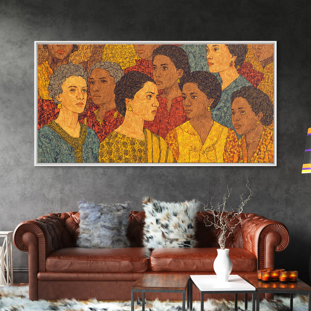 Vibrant African Women Portrait Canvas Print, Black Women Art, African American Art, Cultural Home Decor, Gift For Her Wall Art