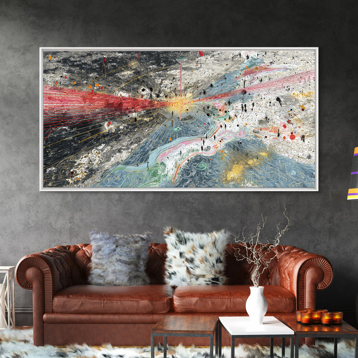 Red Blue Abstract Energy Flow Map Canvas Print, African Art Abstract, Modern Wall Decor, Bold Contemporary Office Decor Gift