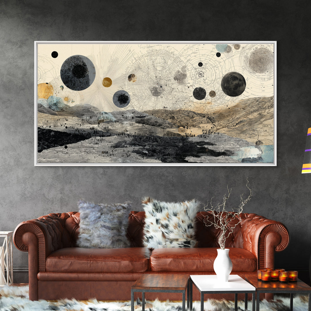 Surreal Planetary Desert Map Landscape Canvas Print, Abstract Wall Art, Dreamy Wall Art, Modern Home Decor, Office Decor