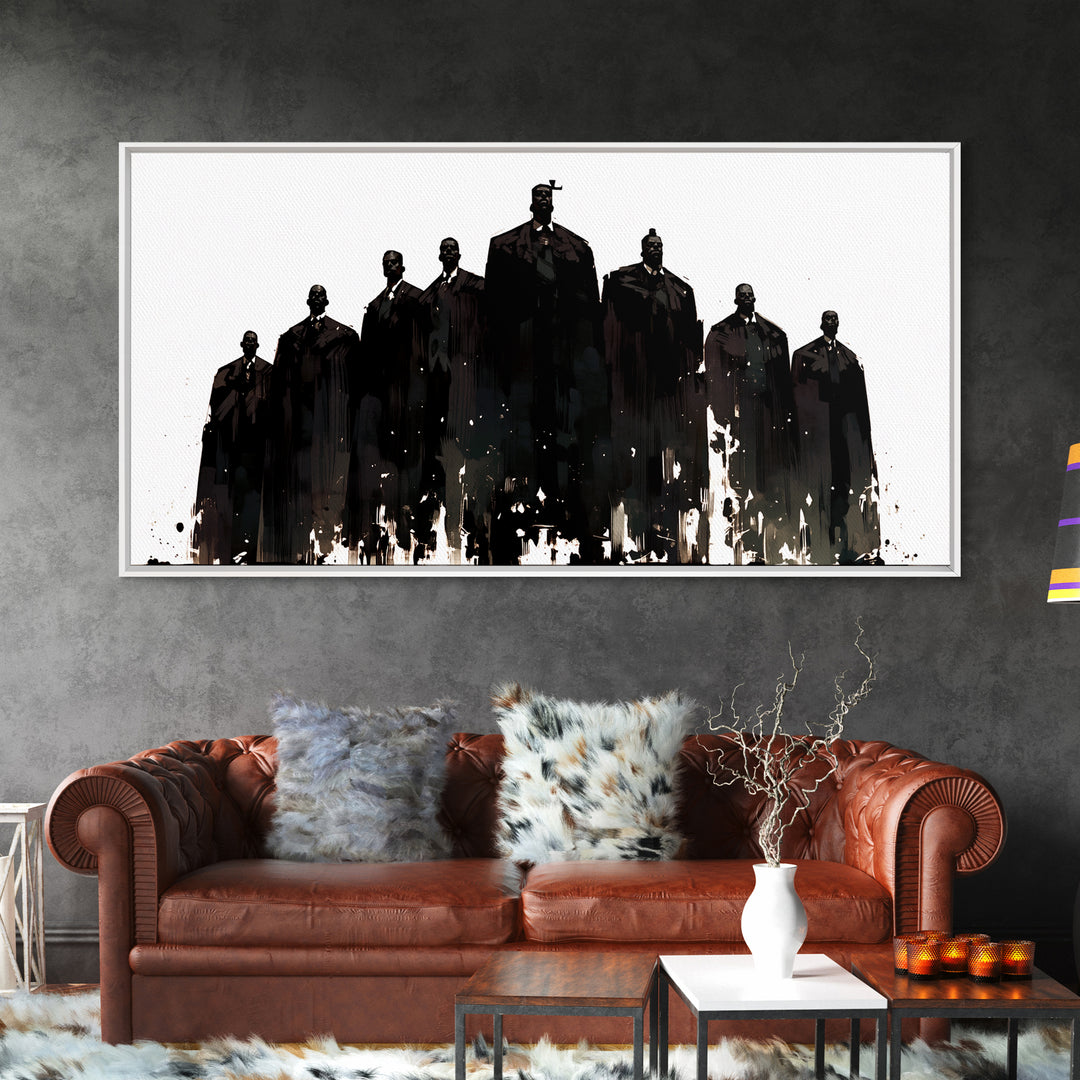 Powerful Black Men Silhouette Wall Art, African American Art, Abstract Portrait Canvas, Black History Gift For Office Decor