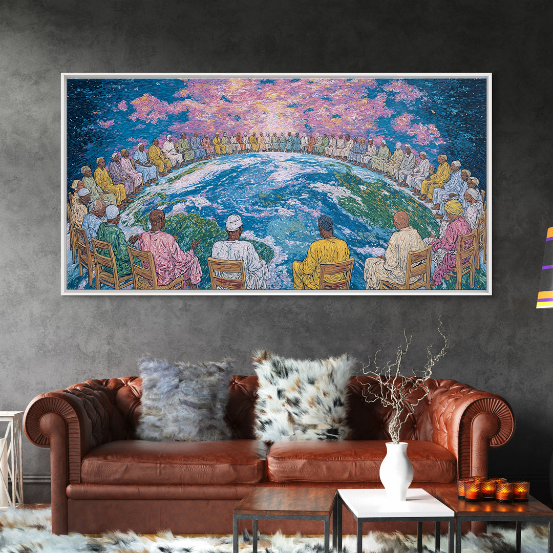 Global Elders Around Earth Wall Art, African American Art, Afrocentric Wall Art, Black History Art, Statement Home Decor