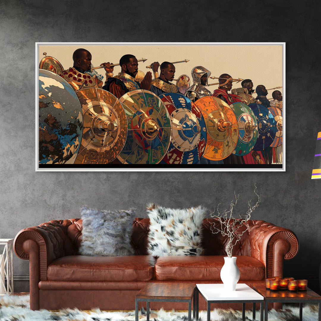 African Warriors With Shields And Spears Wall Art, African Warrior Art, Tribal Art Print, Bold Cultural Home Decor Gift For Him