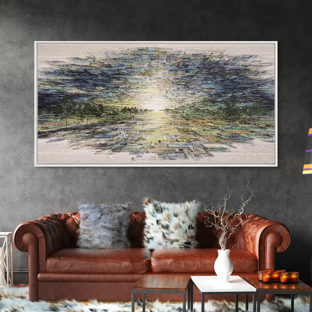 Radiant Abstract African Landscape At Sunrise Wall Art, Earth Tone Decor, Modern Canvas Art, Minimalist Office Art For Living Room