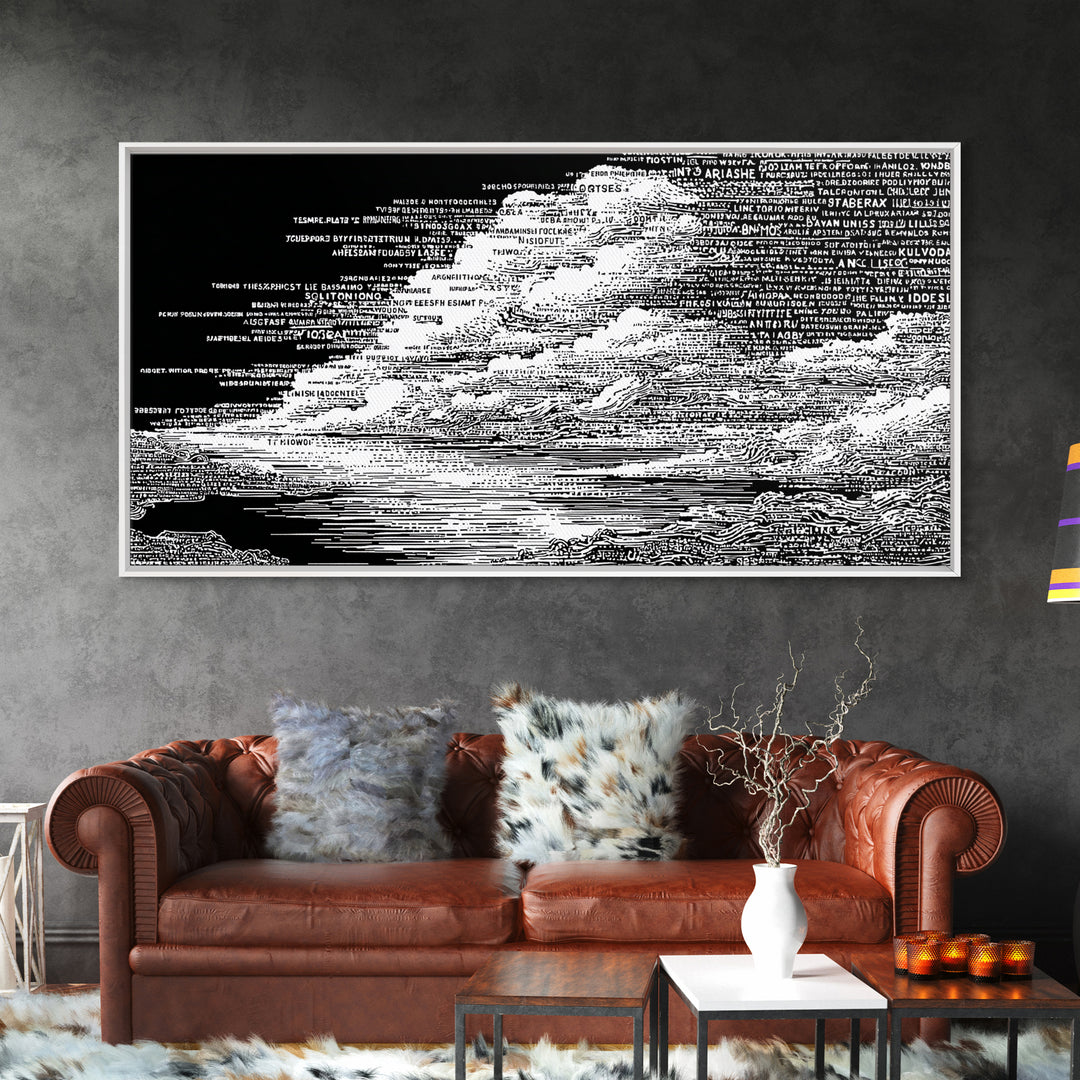 Black White Textured Seascape Wall Art, Abstract African Art Print, Minimalist Office Decor, Modern Landscape Home Decor