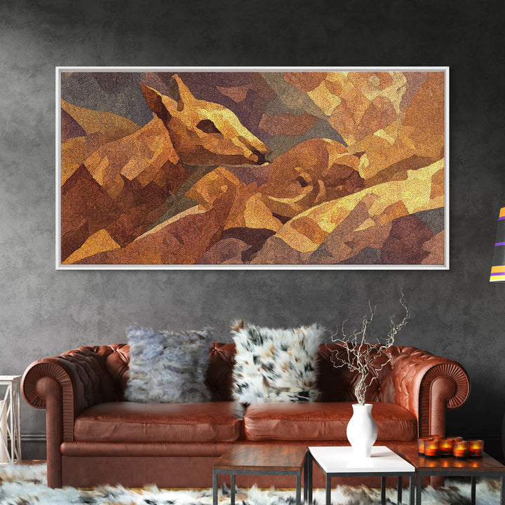 Golden Giraffe Faces In Warm Desert Light Canvas Print African Animal Art, Safari Decor, Boho Earth Tone Wall Decor For Living Room