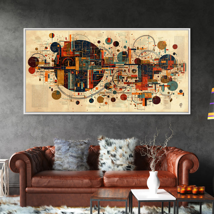 Modern Geometric City Map With Circles And Lines Wall Art African Abstract Art, Mid Century Office Decor, Statement Print