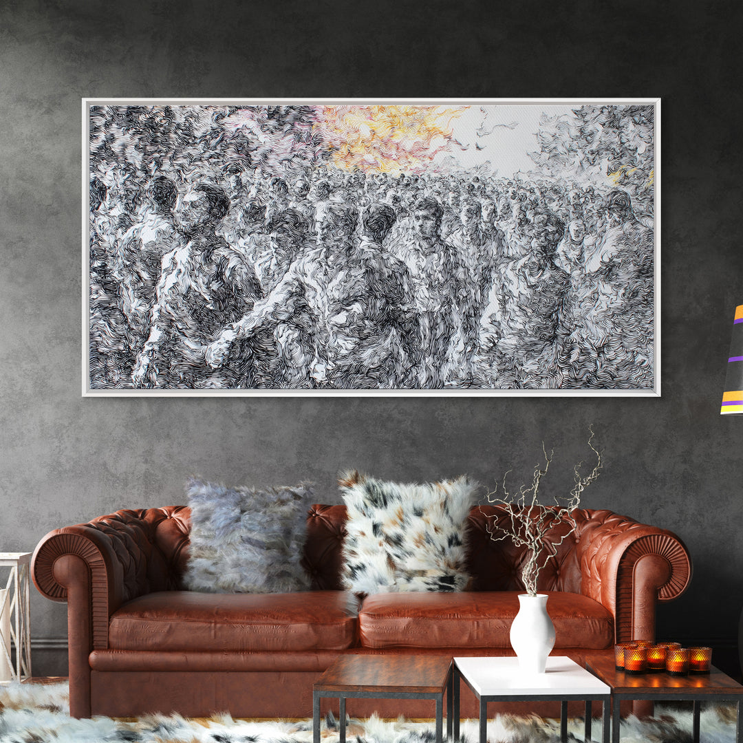 Gold Sun Over Textured African Landscape Canvas Print, Safari Wall Decor, Abstract Nature Scene, Modern Black White Art Gift