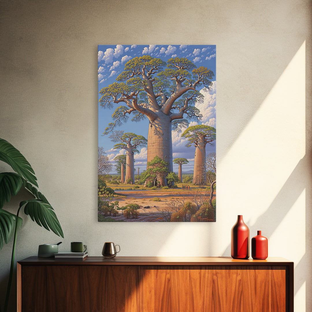 Giant Baobab Avenue Canvas Print, African Safari Art, Madagascar Wall Art, Nature Scene Art, Elegant Home Decor Gift For Living Room