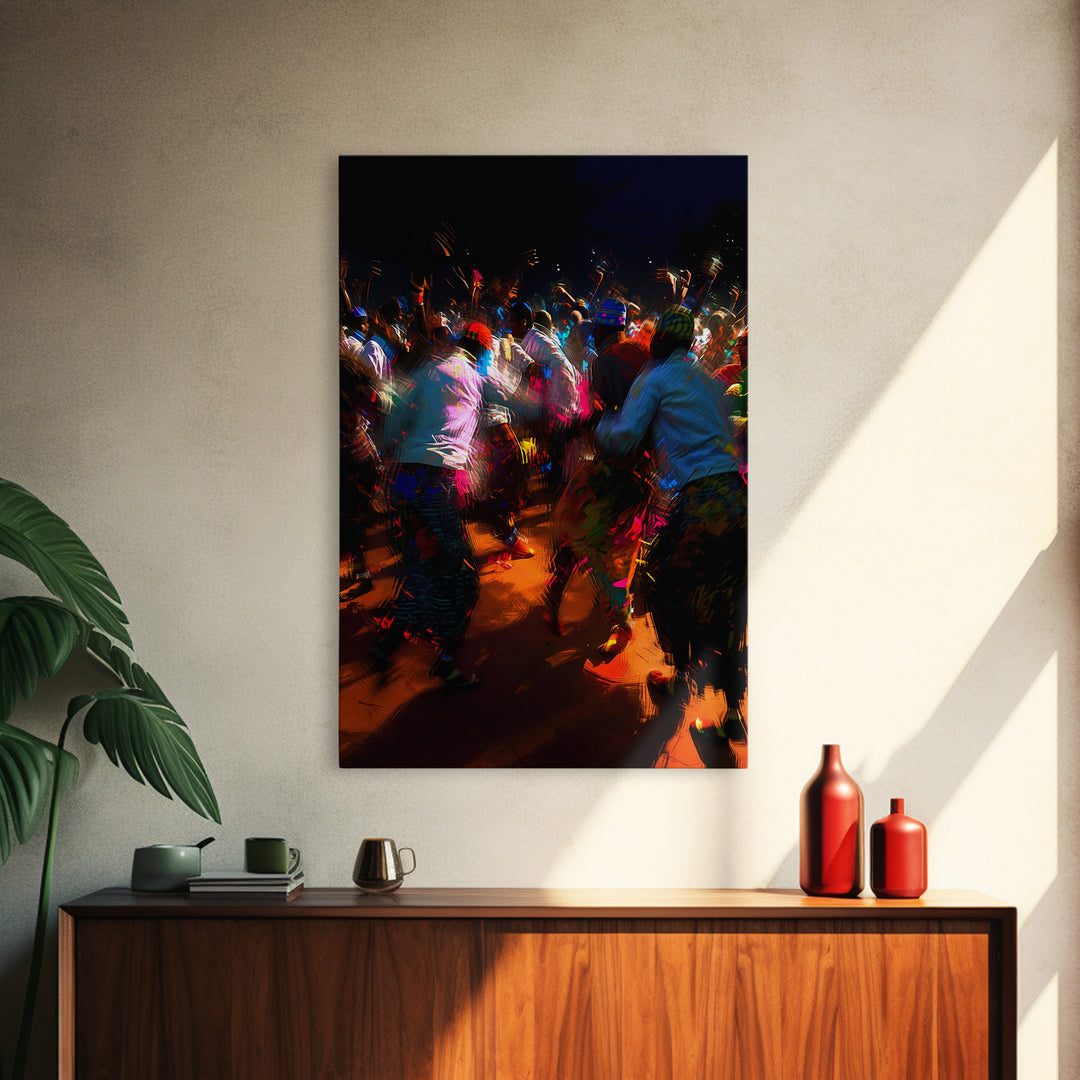 Vibrant Night African Festival Dancers Wall Art, Colorful Celebration Print, Cultural Decor, Afrocentric Statement Piece