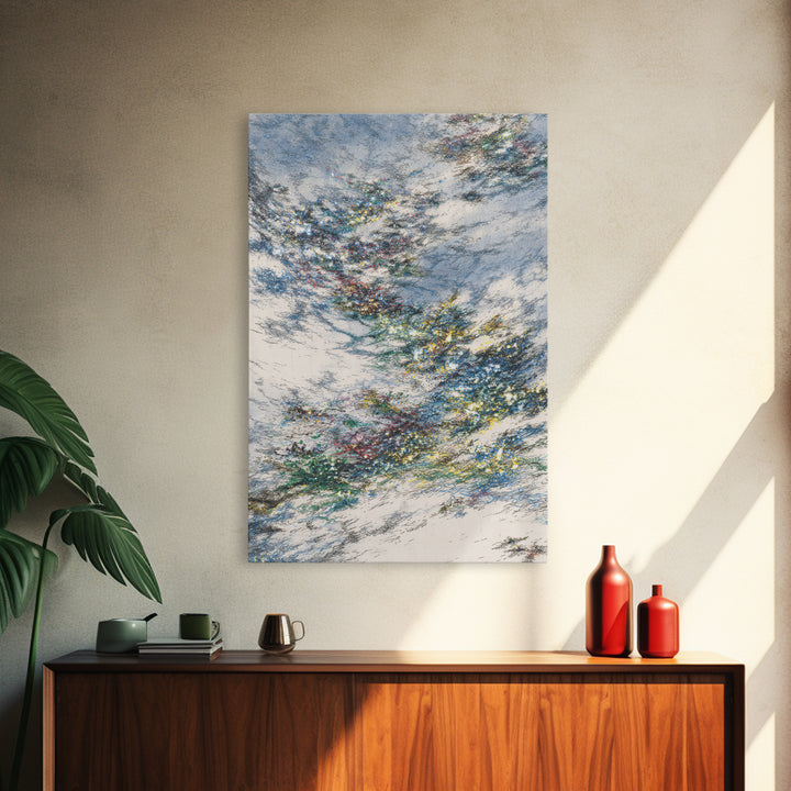 Wind Swept Blue Sky Abstract Wall Art, Dreamy Nature Scene Art, Modern Canvas Decor, Colorful Textured Landscape Fine Art Print
