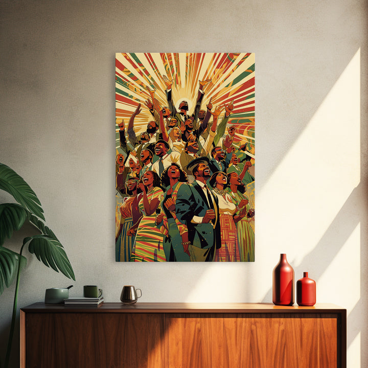 Joyful African Celebration Wall Art, Afrocentric Art, Black Culture Art, African American Art Prints, Colorful Home Decor
