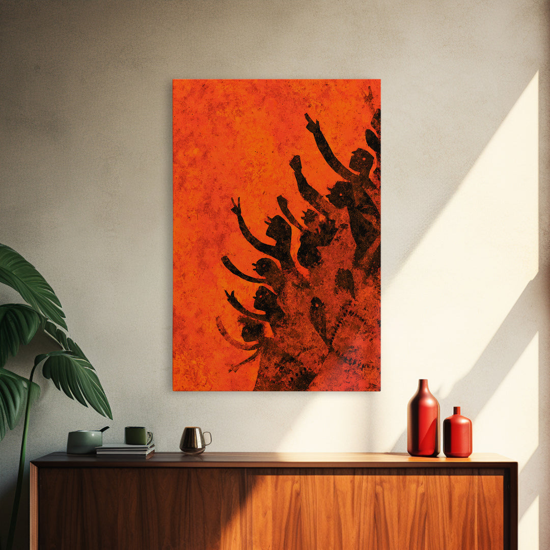 Orange African Dance Silhouettes Wall Art, African Celebration, Black Women Art, Afrocentric Decor, Empowerment Gift For Her