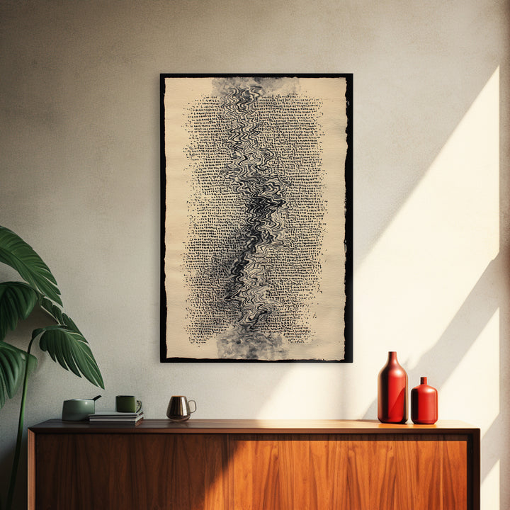 Antique Parchment Abstract Calligraphy Canvas Print, Ancient Manuscript Texture, Neutral Boho Wall Decor, Spiritual Art Gift