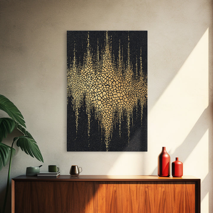 Gold Black Abstract Africa Map Canvas Print, Cracked Mosaic Texture, African Wall Art, Luxury Modern Statement Home Decor Gift