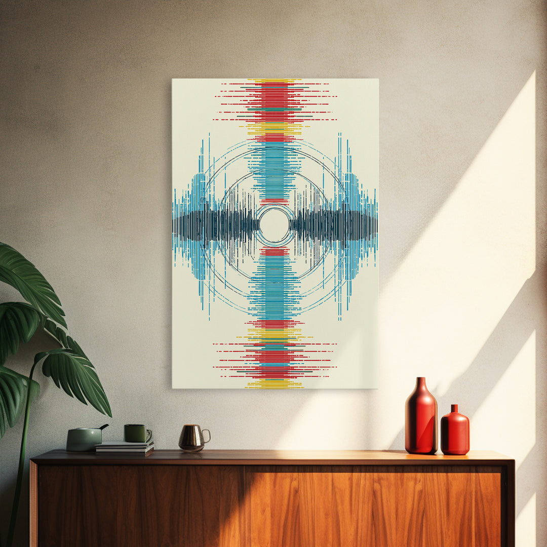 Vibrant Soundwave Circles In Red Blue Yellow Wall Art, Abstract Geometric Print, Modern Office Decor, Digital Art Africa