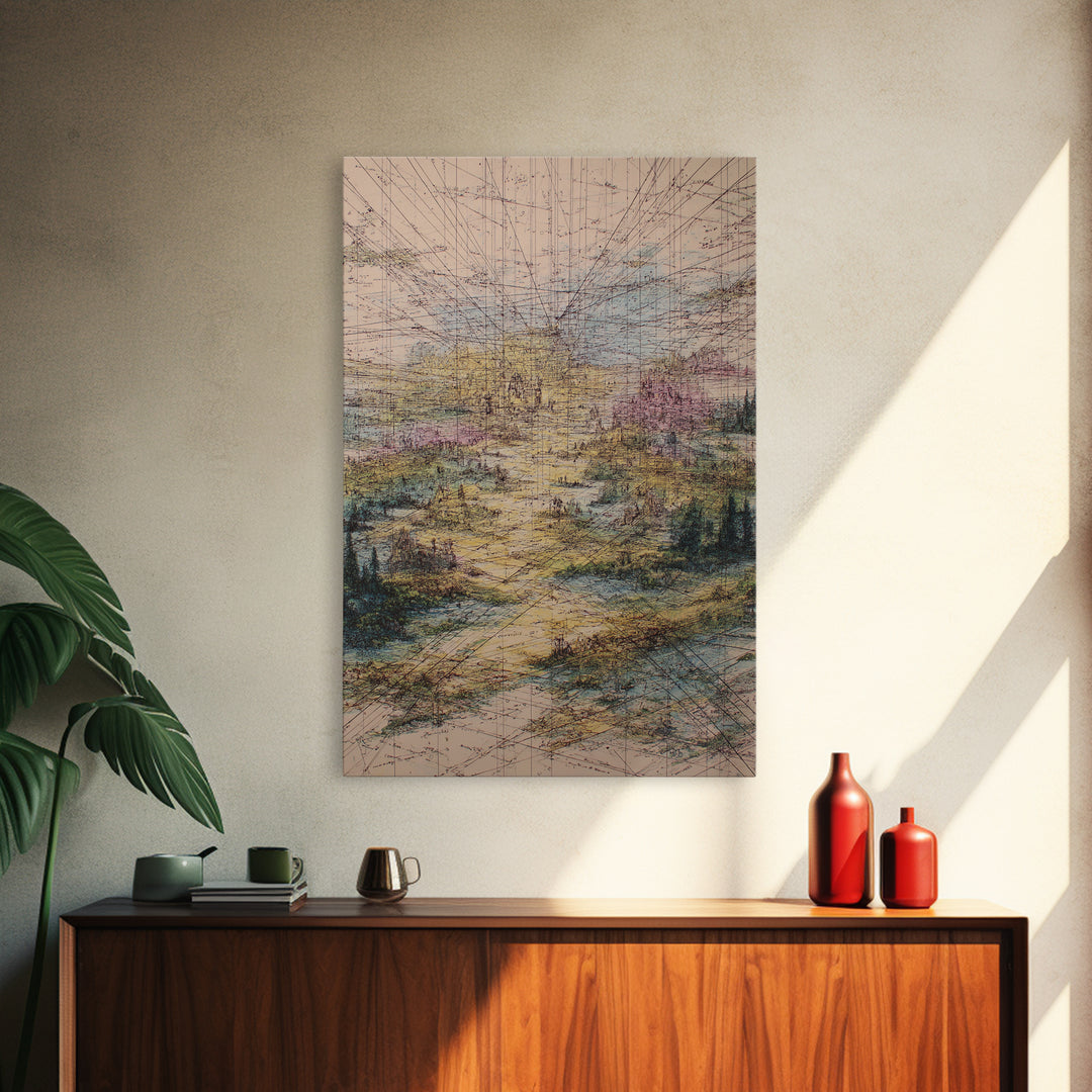 Pastel Pathway Abstract Wall Art, Dreamy Landscape Print, Modern Office Decor, Textured Blue Pink Large Canvas, Home Decor Gift