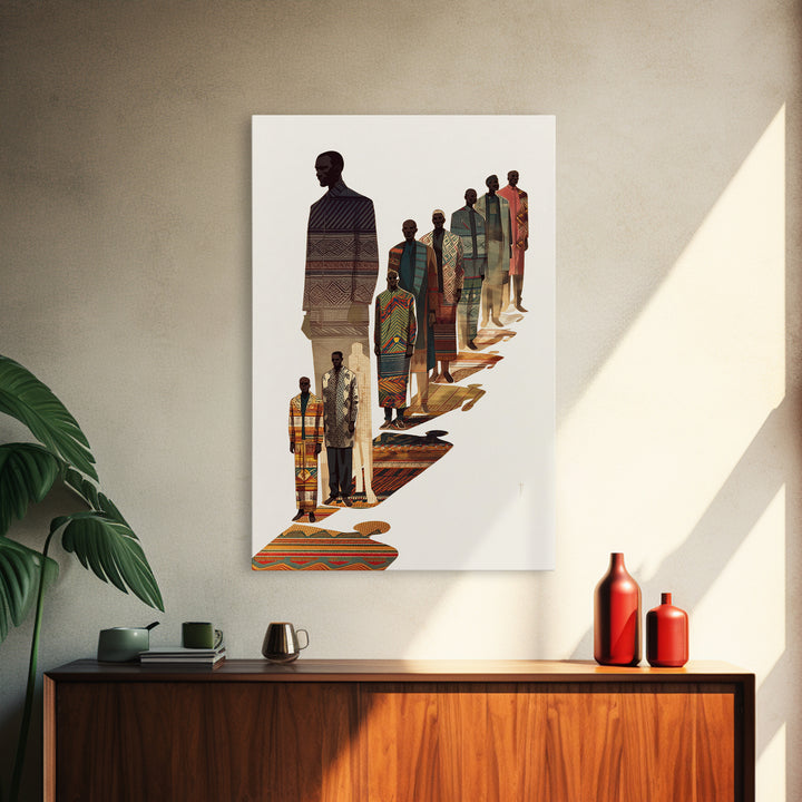 Elegant African Men In Patterned Robes, Wall Art, African Fabric, Afrocentric Art, Cultural Art Print, Heritage Portrait