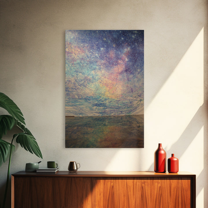 Pastel Cosmic Ocean Horizon, Dreamy Wall Art, Abstract Canvas Print, Spiritual Landscape Home Decor, Meditation Room Gift