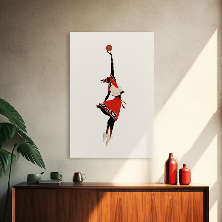 Maasai Warrior Basketball Leap Wall Art, African Warrior Art, African Wall Decor, Afrocentric Sports Canvas Print Gift Decor