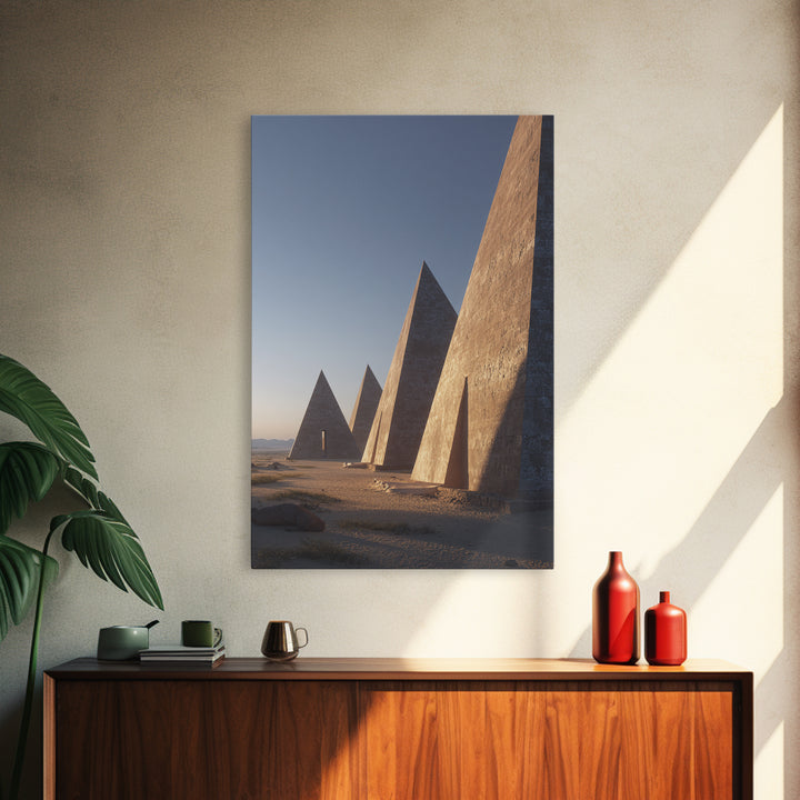 Row Of Monumental Pyramids Wall Art, African Egyptian Art Print, Modern Architecture, Desert Landscape, Statement Wall Decor