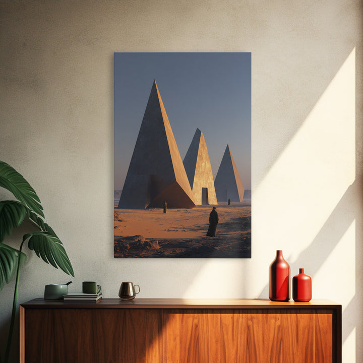 Modern Nubian Pyramids At Sunset Wall Art, African Egyptian Art Print, Ancient African Decor, Desert Architecture Poster