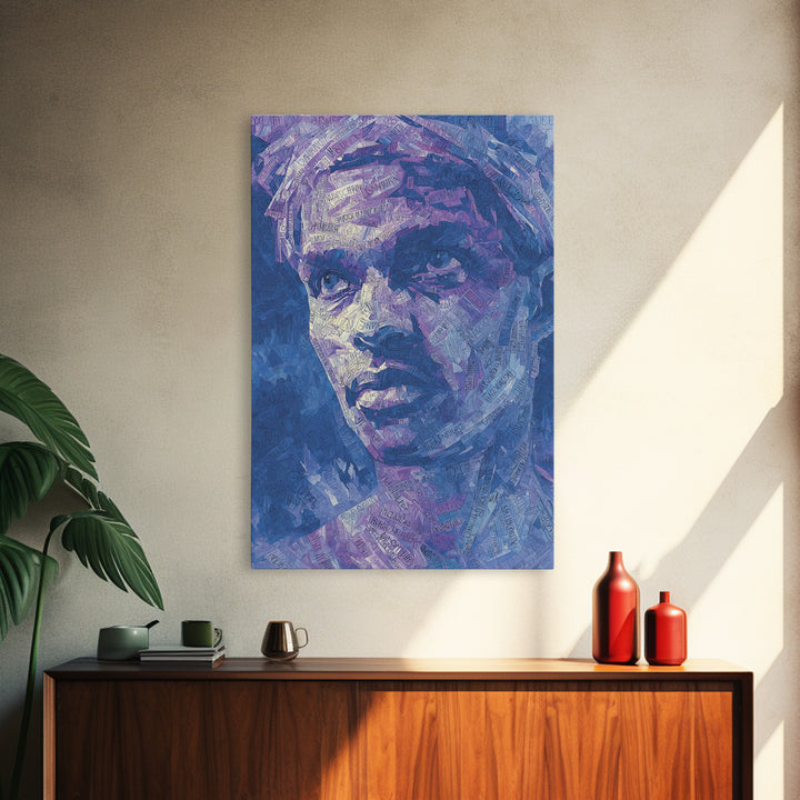 Blue Purple African Woman Portrait Canvas Print, Contemporary Black Art, Feminine Wall Decor, Melanin Gallery Home Decor