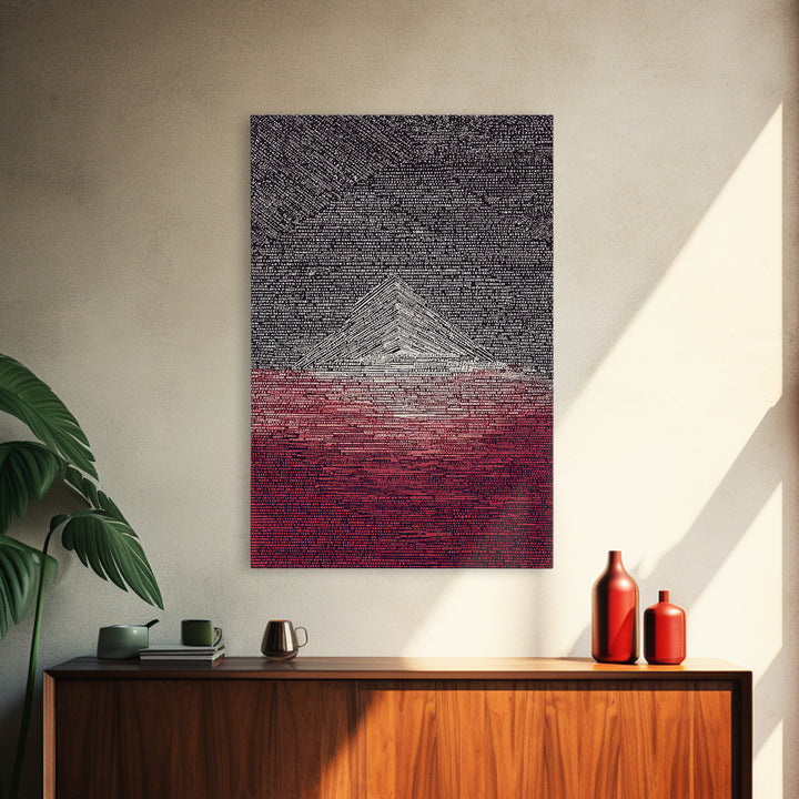 White Pyramid Over Crimson Horizon Wall Art, African Egyptian Art, Geometric Wall Art, Modern Black Decor, Statement Gift