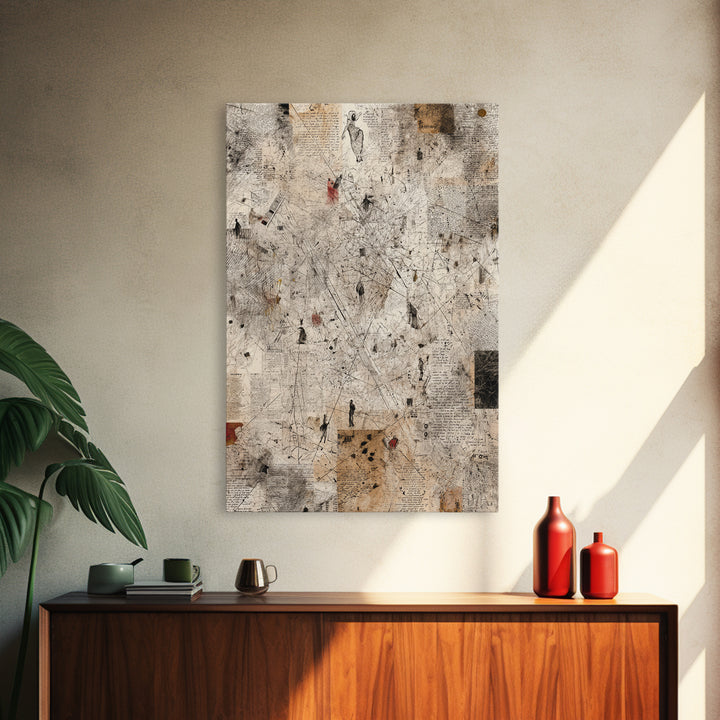 Minimal Abstract Figures On Parchment Wall Art, Contemporary Art, Ethnic Wall Decor, Neutral Gallery Art, Unique Gift For Art Lovers