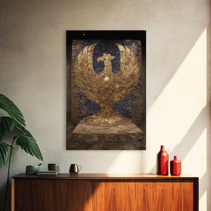 Monumental Golden Phoenix Wall Art, African Inspired Sculpture Decor, Black And Gold Art, Luxury Canvas Art, Statement Wall Decor