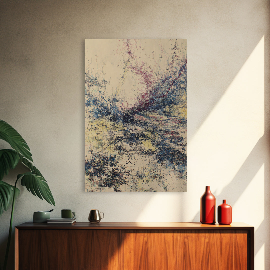 Textured Beige Blue Abstract Wall Art, Modern African Abstract, Contemporary Canvas Decor, Minimalist Art, Large Wall Art