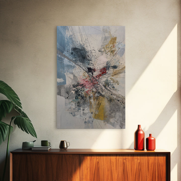 Dynamic Urban Network Abstraction Canvas Print, Abstract Wall Art, Modern Office Decor, Contemporary Blue Beige Home Decor