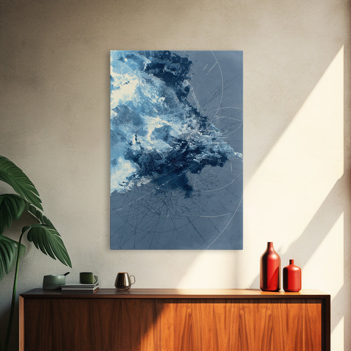 Blue Storm Abstract Energy Canvas Print, Modern Wall Decor, Large Abstract Wall Art, Contemporary Office Decor Gift For Home