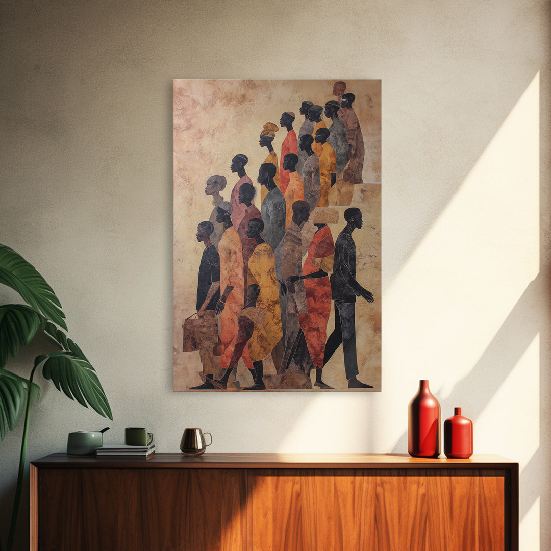 African Diaspora Procession Of Figures Wall Art, African American Art, Black Culture Art, Cultural Wall Art, Modern Black Art