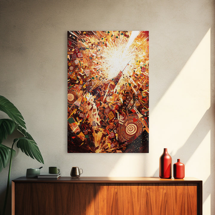 Explosive African Celebration Abstract Wall Art, Colorful Ankara Patterns, Afrocentric Decor, Vibrant Cultural Canvas Print