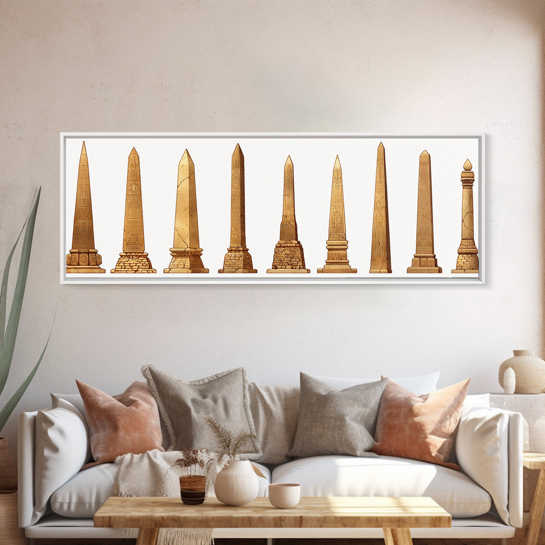 Egyptian Obelisk Collection Wall Art, Ancient African Art, Minimalist Canvas Print, Neutral Museum Gallery Home Decor Gift